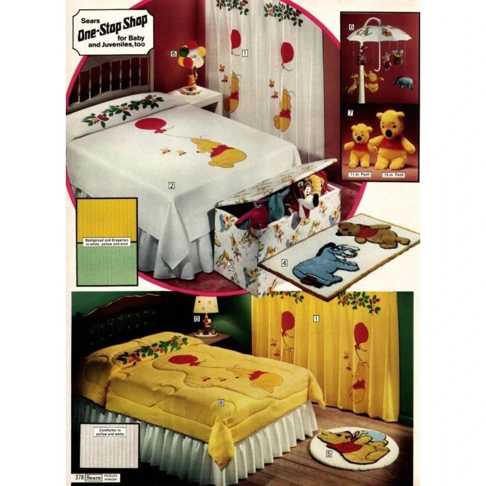 Winnie the Pooh waffle weave blanket‎ FULL bed spread 84x60 VINTAGE Sears